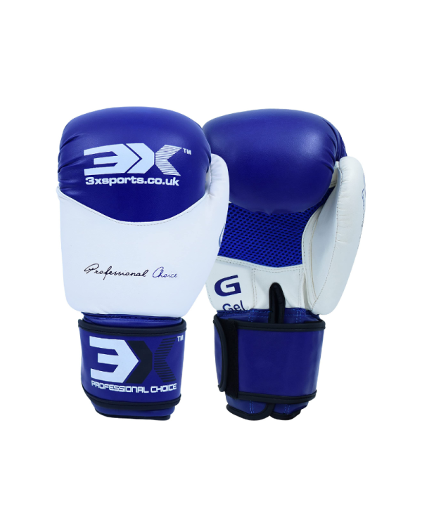 3X Sports X-3 Boxing Gloves-Blue/White