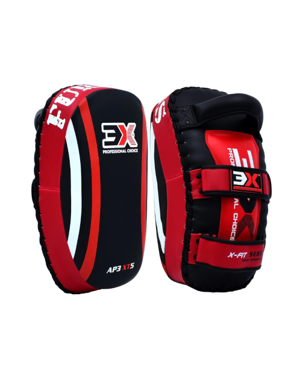 3X Sports Muay Thai Pad for Coaching, Kickboxing Curved Kick pad, Thai Pads Strike Shield ( Egg Kick Pad Red )