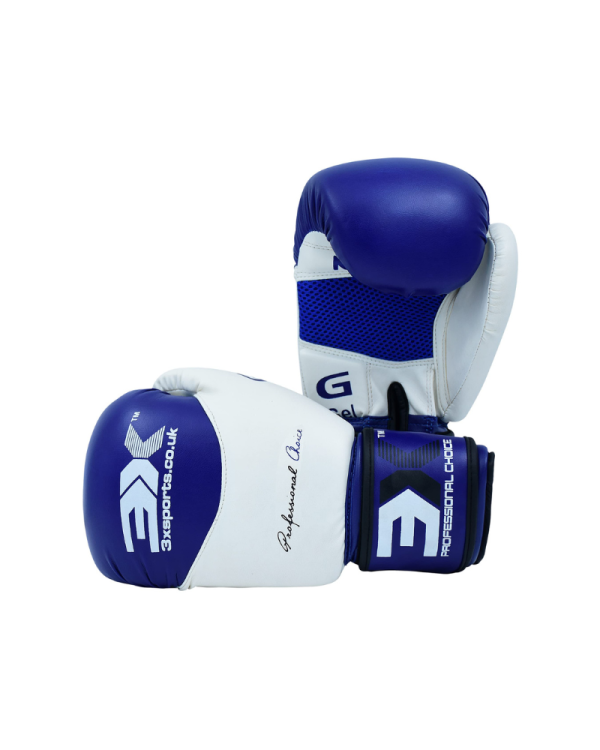 3X Sports X-3 Boxing Gloves-Blue/White