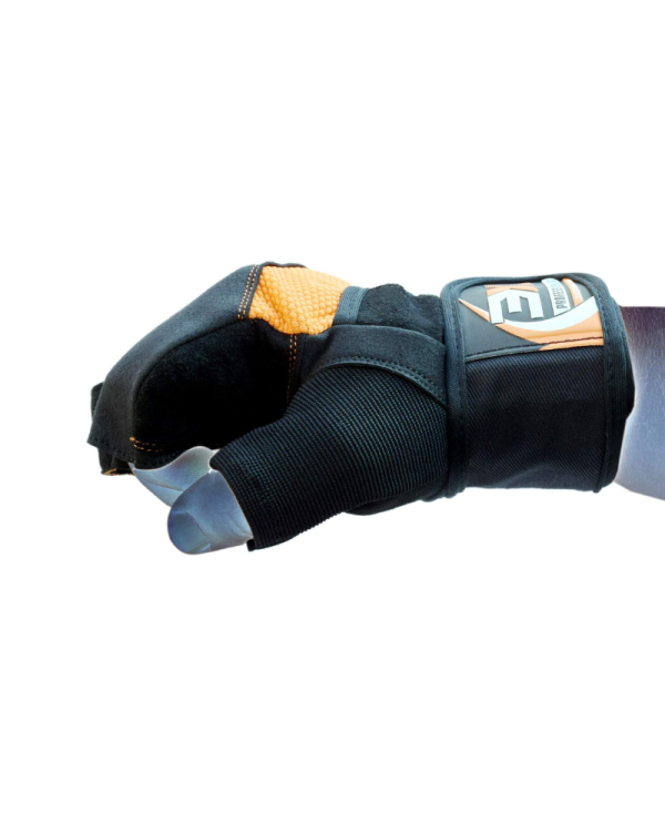 Gym Gloves - SLB Training Gloves with Full Wrist Support, Palm Protection and Extra Grip, Breathable Sport Gloves (Orange)