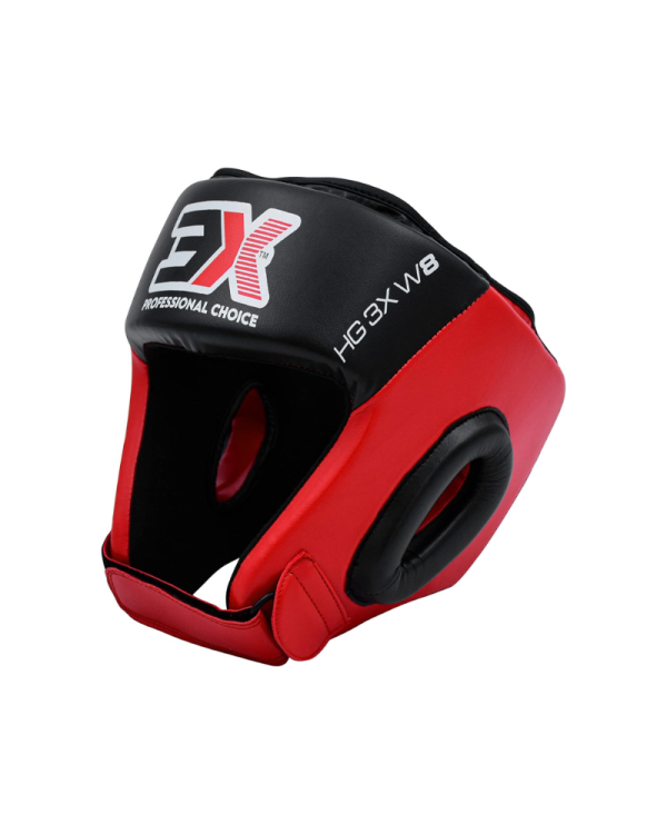 3X Sports Open Face Boxing Head Guard Red/Black