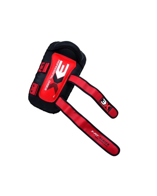 3X Sports Muay Thai Pad for Coaching, Kickboxing Curved Kick pad, Thai Pads Strike Shield ( Egg Kick Pad Red )