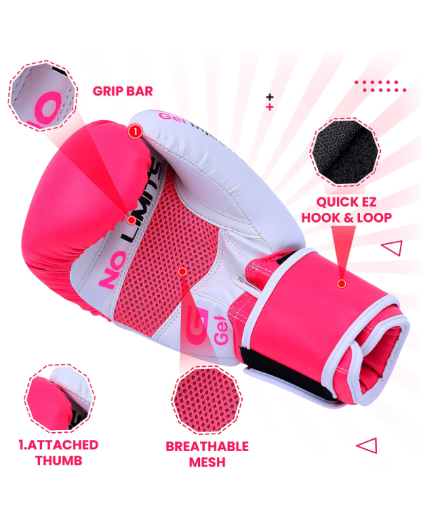 3X Sports X-3 Boxing Gloves-Pink/White