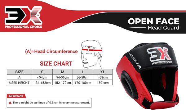 3X Sports Open Face Boxing Head Guard Red/Black