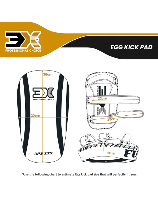 3X Sports Egg Kick Pad Golden, Muay Thai Kick Pads