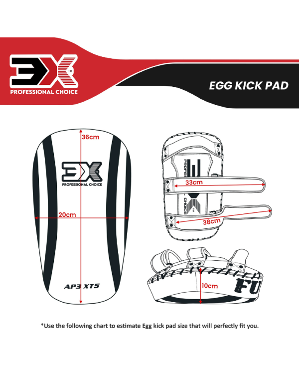 3X Sports Muay Thai Pad for Coaching, Kickboxing Curved Kick pad, Thai Pads Strike Shield ( Egg Kick Pad Red )