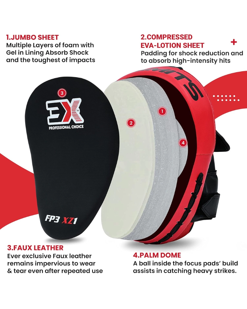 3X Sports Boxing Focus Pads - Red/Black