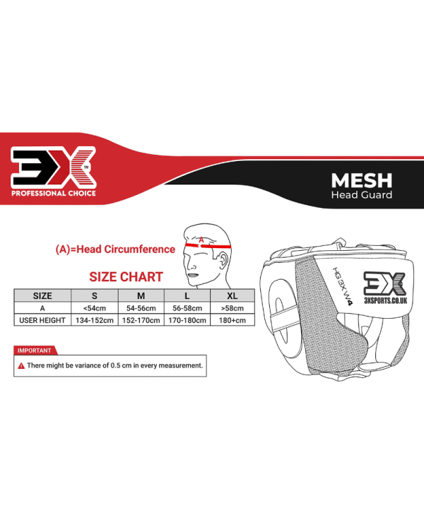 3X Sports Mesh Boxing Headguard Black