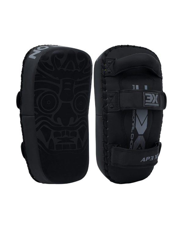 3X Sports Musashi Kick Pad Full Black Muay Thai Kick Pads