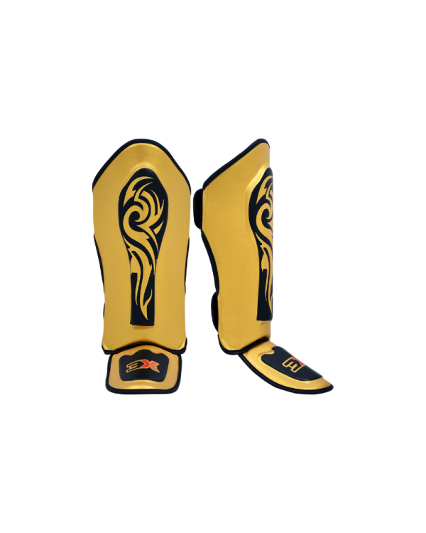 3X Sports Kids Shin Guards for Kickboxing & Muay Golden
