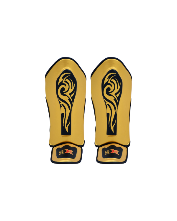 3X Sports Kids Shin Guards for Kickboxing & Muay Golden