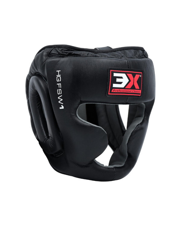 3X Sports Genuine Leather Boxing Head guard MMA ( Black )