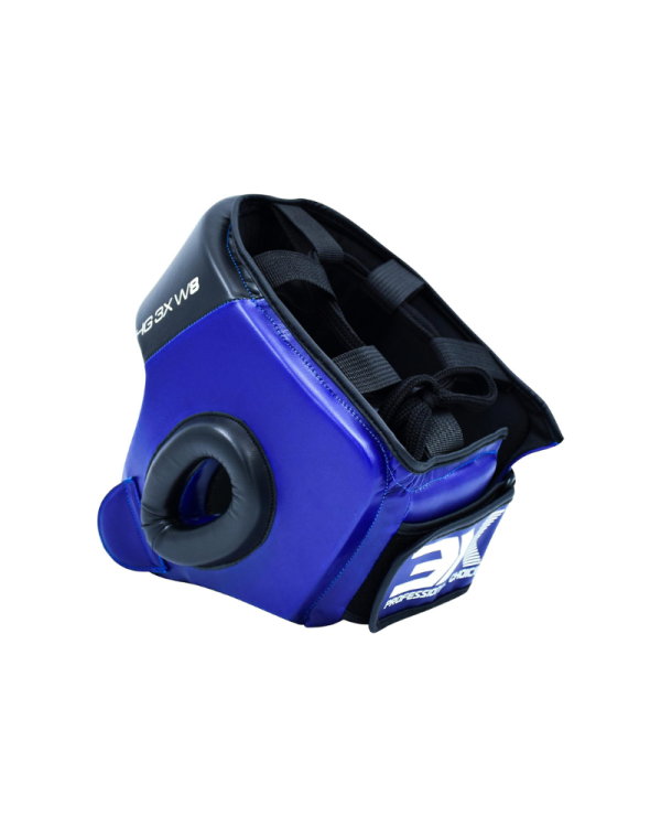 3X Sports Open Face Boxing Head Guard Blue/Black