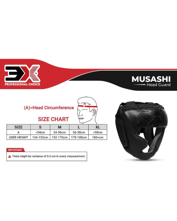 3X Sports Musashi Boxing Head Guard-Black