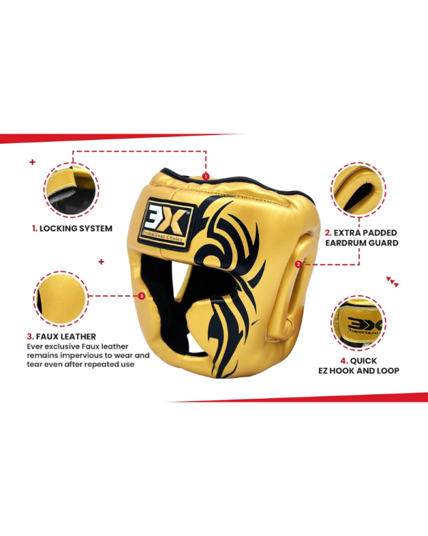 3X Sports Kids Headguard for Boxing (Golden)