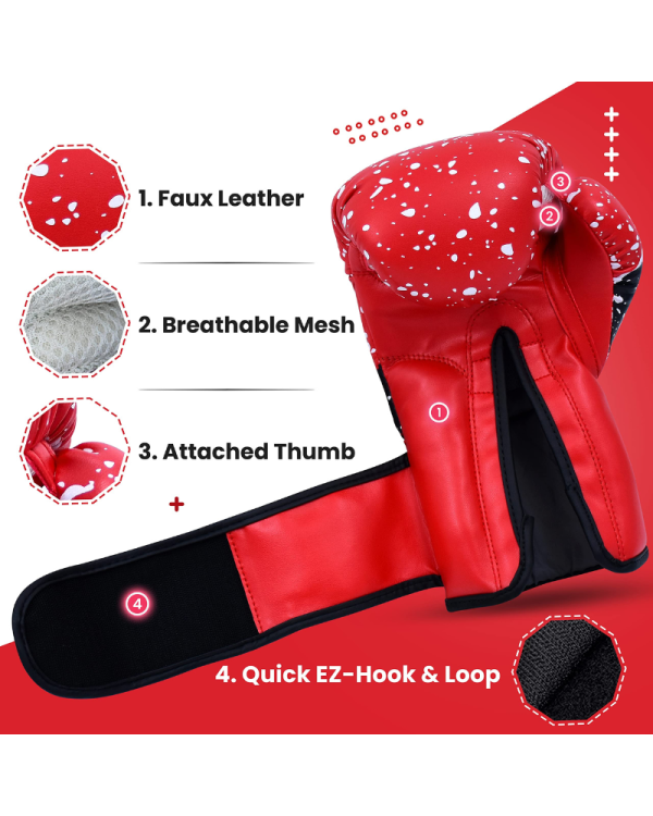 3X Sports Junior Boxing Gloves – Kids Training Gloves for Boxing ( red )