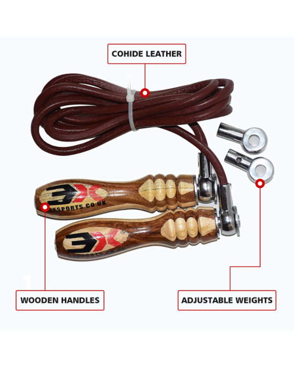 3X Sports Leather Weighted Skipping Rope