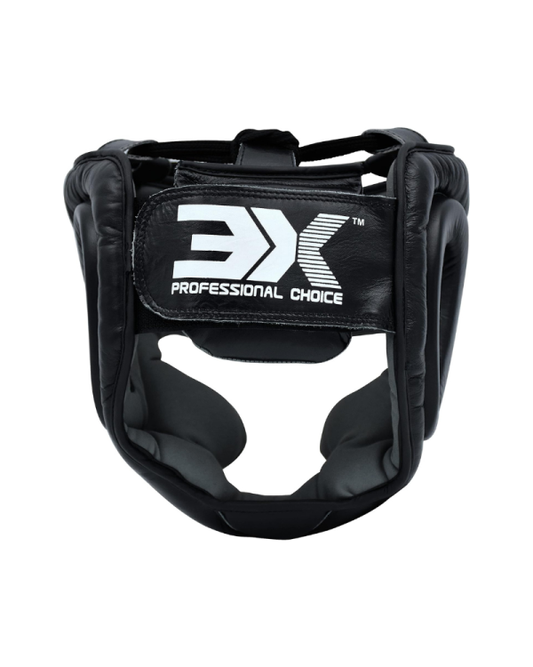 3X Sports Genuine Leather Boxing Head guard MMA ( Black )
