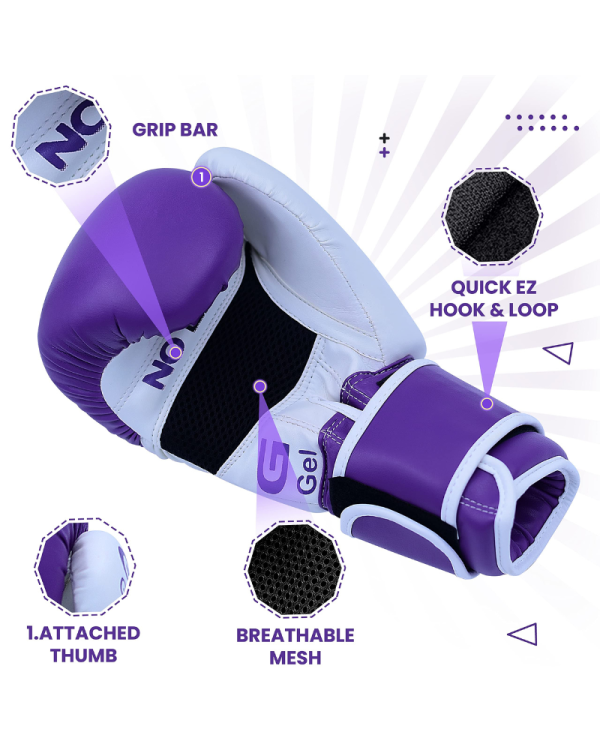 3X Sports X-3 Boxing Gloves-Purple/White
