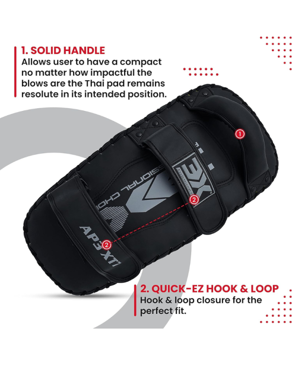 3X Sports Musashi Kick Pad Full Black Muay Thai Kick Pads