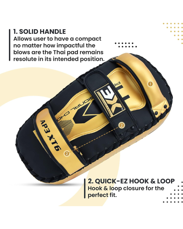 3X Sports Musashi Kick Pad Golden Muay Thai Kick Pads