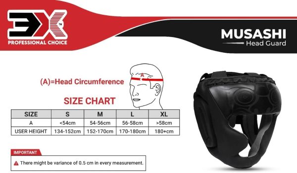 3X Sports Boxing Headguard MMA Training, Adjustable Padded Sparring Helmet for Boxing (Musashi Black)