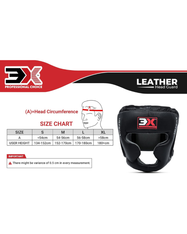 3X Sports Genuine Leather Boxing Head guard MMA ( Black )