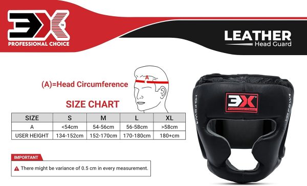 3X Sports Genuine Leather Boxing Head guard MMA ( Black )