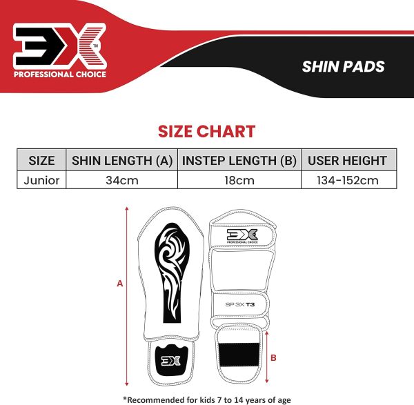 3X Sports Kids Shin Guards for Kickboxing & Muay Blue