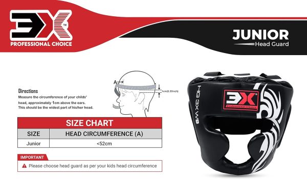 3X Sports Kids Headguard for Boxing (Black)