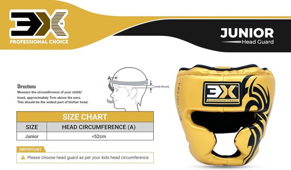 3X Sports Kids Headguard for Boxing (Golden)