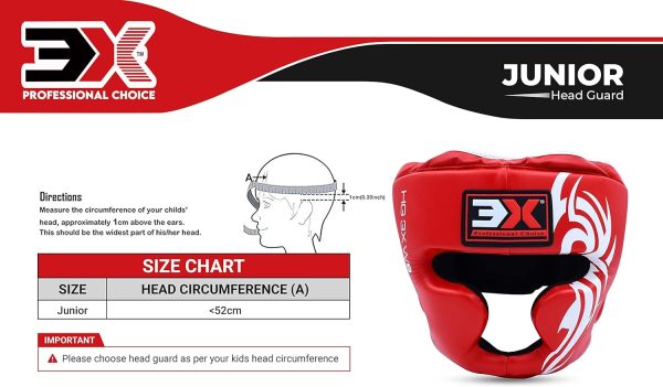 3X Sports Kids Headguard for Boxing(RED)