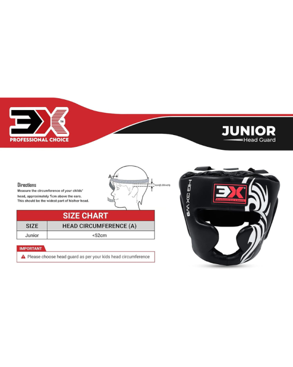 3X Sports Kids Headguard for Boxing (Black)