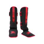 3X Sports Shin Guards Muay Thai, Foot Protector for Martial Arts (Paul Series Red)