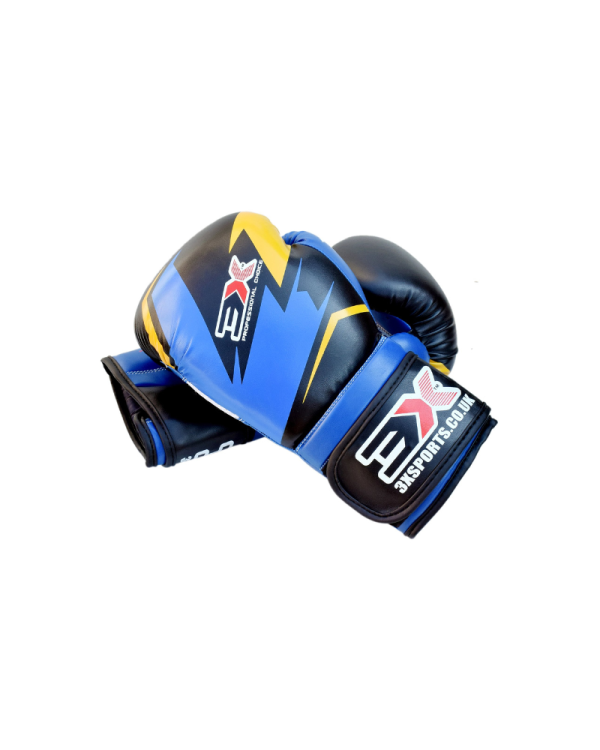 3X Sports Boxing Gloves, MMA Sparring Gloves Training Mitts Kickboxing, Fighting Gloves ( X2 Blue )