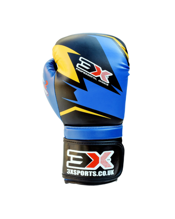 3X Sports Boxing Gloves, MMA Sparring Gloves Training Mitts Kickboxing, Fighting Gloves ( X2 Blue )