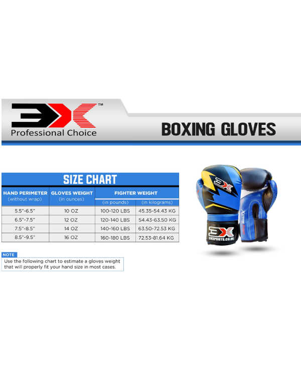 3X Sports Boxing Gloves, MMA Sparring Gloves Training Mitts Kickboxing, Fighting Gloves ( X2 Blue )