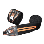 3X Sports Knee Wraps, Adjustable Knee Support Bandages Weight Lifting Wraps (Orange)