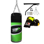 3X Sports Punch Bag with Mitts Set (Fluorescent)