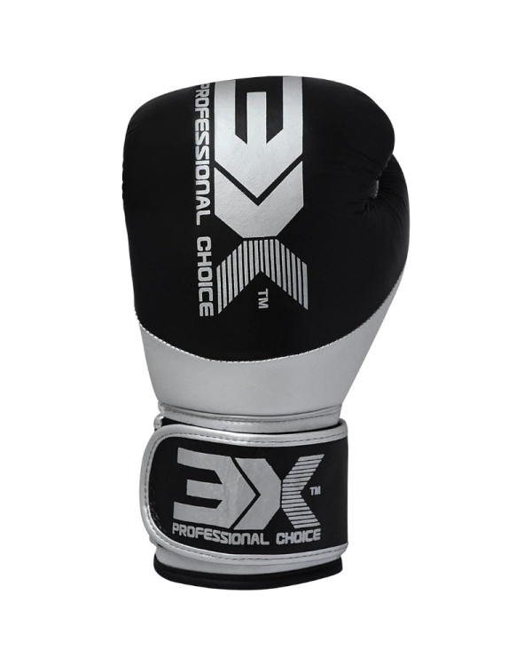 3X Sports Boxing Gloves Genuine Cowhide Leather-Silver/Black