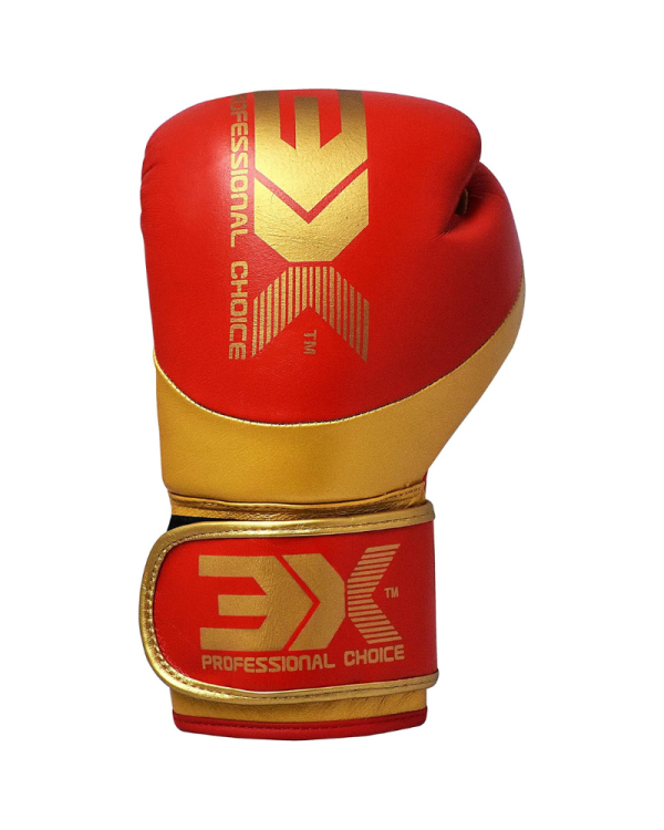 3X Sports Boxing Gloves Genuine Cowhide Leather-Red/Golden