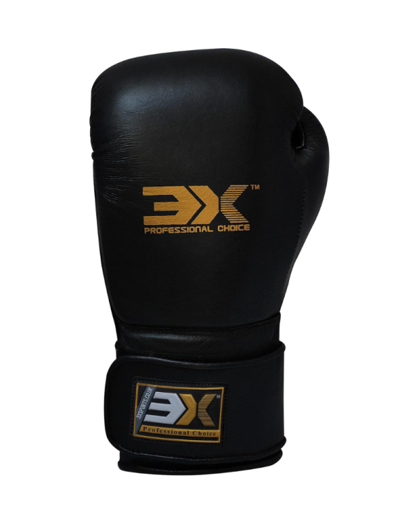 3X Sports Boxing Gloves Genuine Cowhide Leather-Black