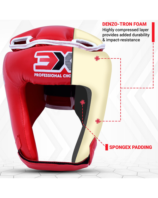 3X Sports Machine Mold Boxing Headgear for Boxing & MMA Red
