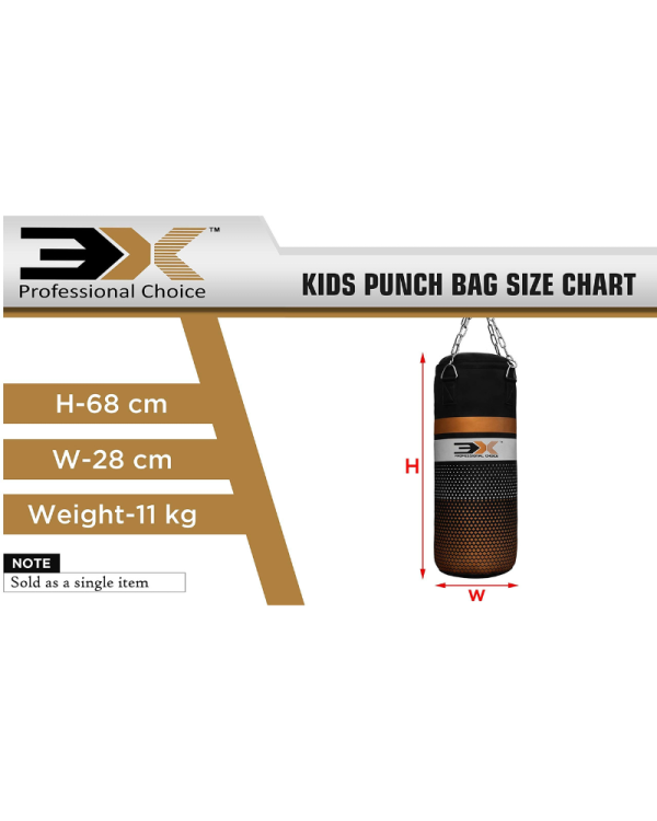 3X Sports Punch Bag with Mitts Set (Golden)