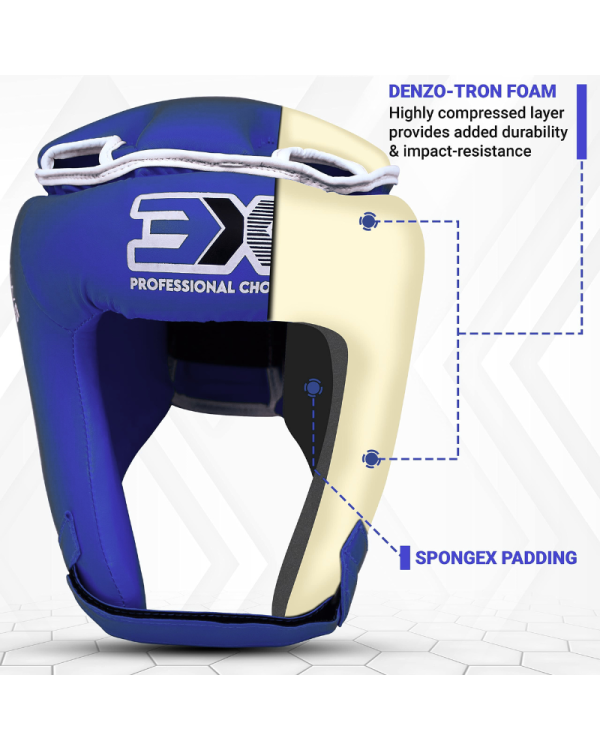 3X Sports Machine Mold Boxing Headgear for Boxing & MMA Blue