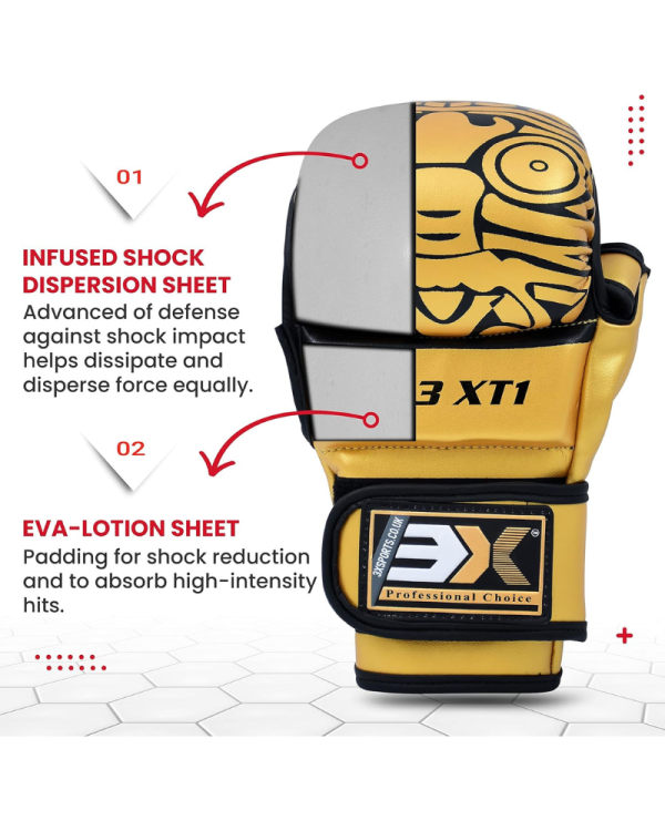 3X Sports MMA Gloves for Kickboxing Golden