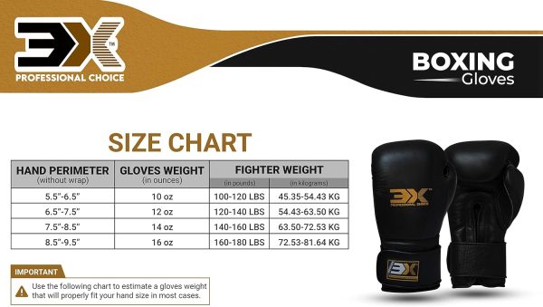 3X Sports Boxing Gloves Genuine Cowhide Leather-Black