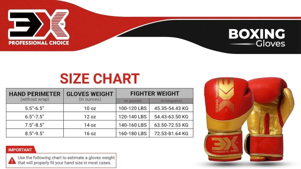 3X Sports Boxing Gloves Genuine Cowhide Leather-Red/Golden