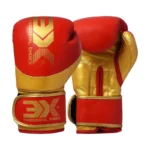 3X Sports Boxing Gloves Genuine Cowhide Leather-Red/Golden