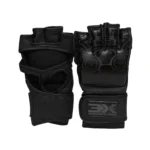 3X Sports MMA Gloves Kickboxing, Adjustable Wrist Support Grappling Sparring Gloves (Musashi Black)